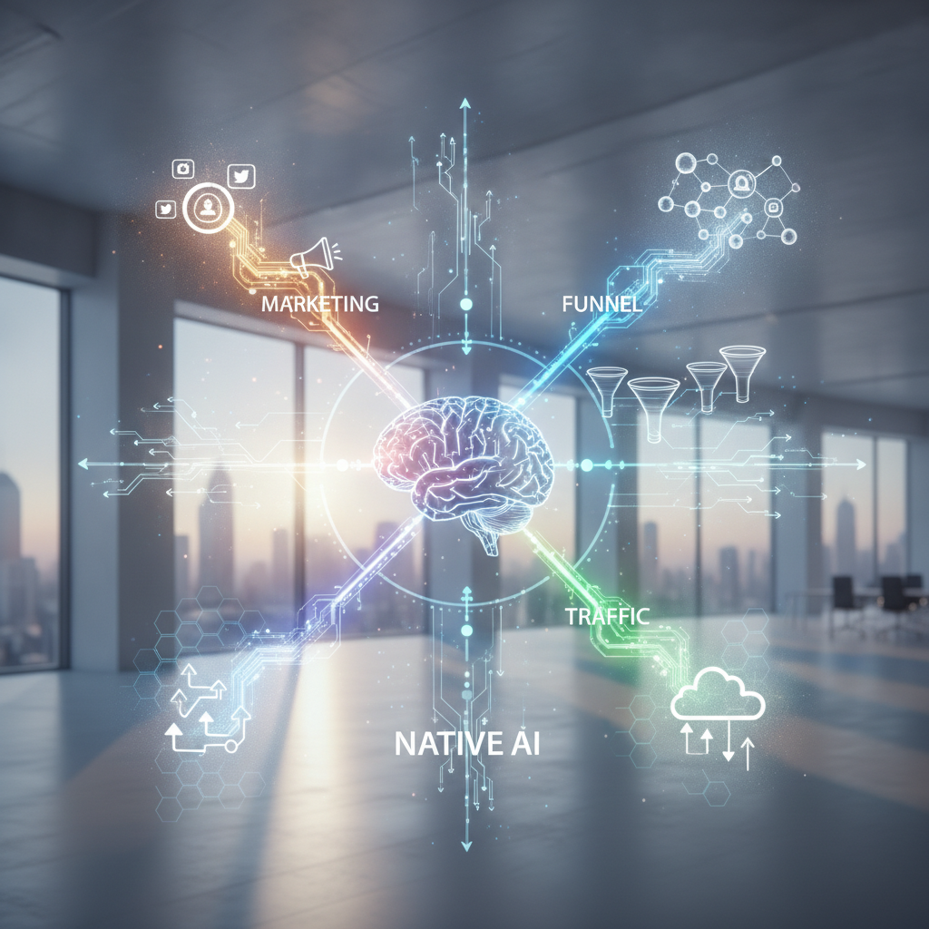 Crescimento Escalável para SaaS: Unifique Marketing, Funil, Tráfego e Distribuição com IA Nativa